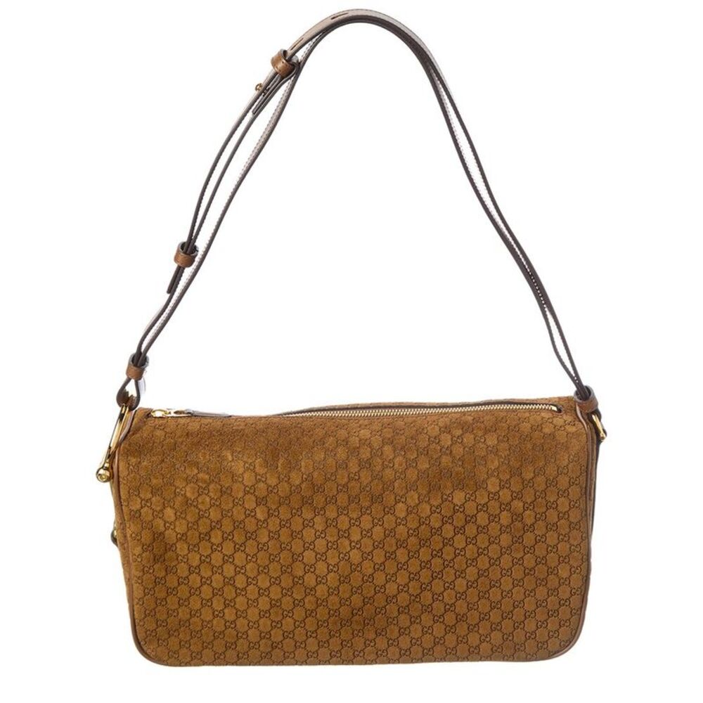 Gucci Horsebit Medium Suede Shoulder Bag, Brown